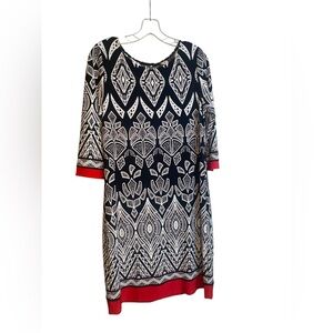 Tiana B Black, White and Red trimmed Dress Size 10